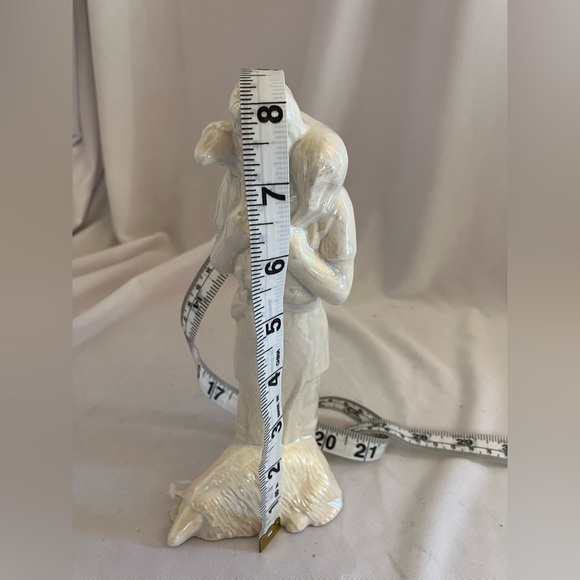 Serene White Ceramic Shepherd Sculpture - Picture 6 of 6